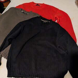 Lot of 3 Banana Republic Organic Cotton Sweaters Size Medium Black/Orange/Green